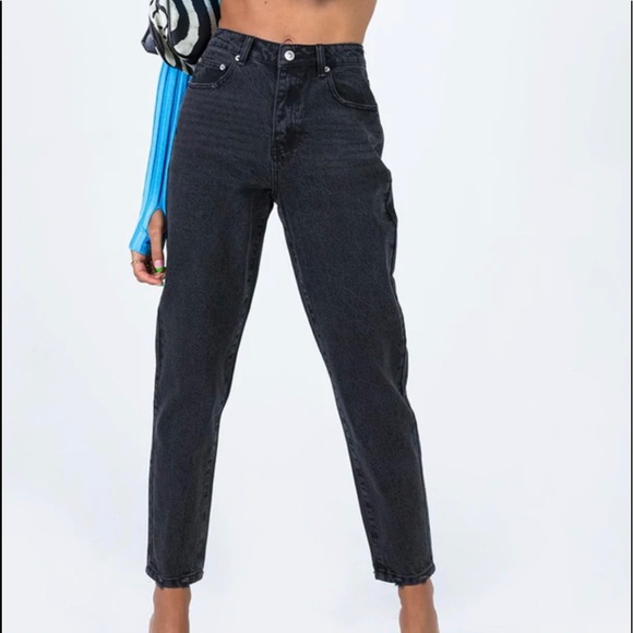 Princess Polly Denim - Princess Polly ZAIDEN STRAIGHT LEG JEANS BLACK DENIM size 8